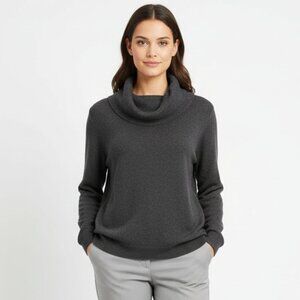 Magaschoni Gray Long Sleeve Cowl Drape Neck Soft Sweater M